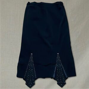 True vintage rhinestone black maxi skirt 80s 90s